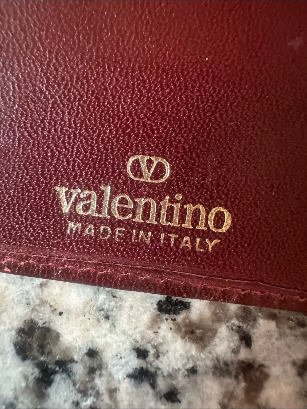 Valentino Men's/Womens  Burgundy Leather Long Wallet